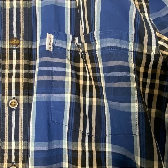 Carhartt Plaid Short Sleeve Button Down. Men’s Size Large. Blue. - Picture 5 of 6
